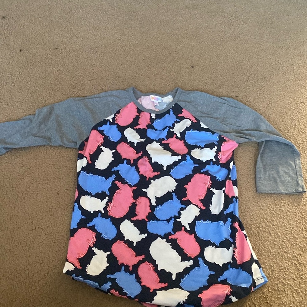 Lularoe united states red white and blue baseball tee